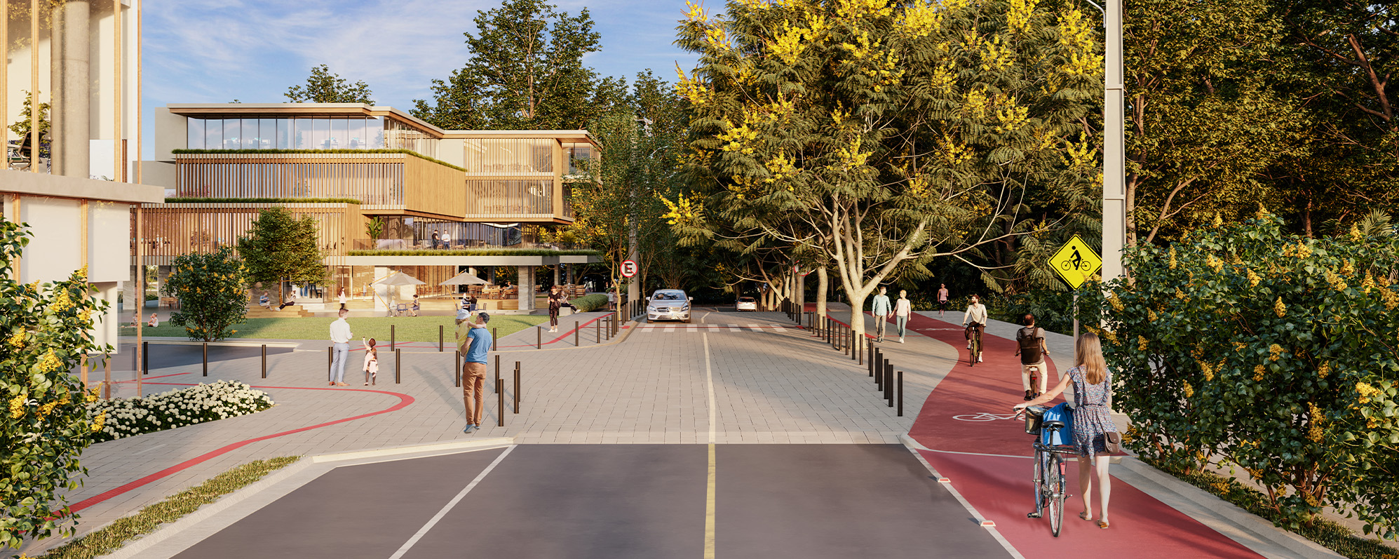 Parque Urbano | Paisagismo inspirado na mata nativa traz uma vasta gama de espécies que se integram de forma harmônica ao espaço urbano para proporcionar vida e serenidade o ano todo.